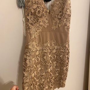 Nude floral bodycon dress